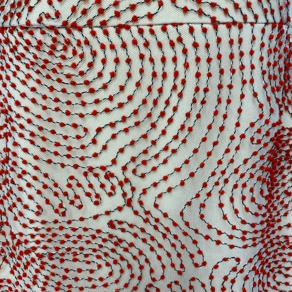 Anthropologie WESTON Illusion Semi Sheer Embroidered Midi Dress Cream Red XS - Picture 12 of 14